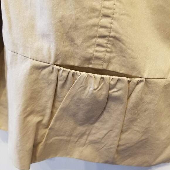 Michael Kors Tan Vintage Cropped LinenTop Jacket Ruffle Hem Buttons Size XL - Picture 6 of 15